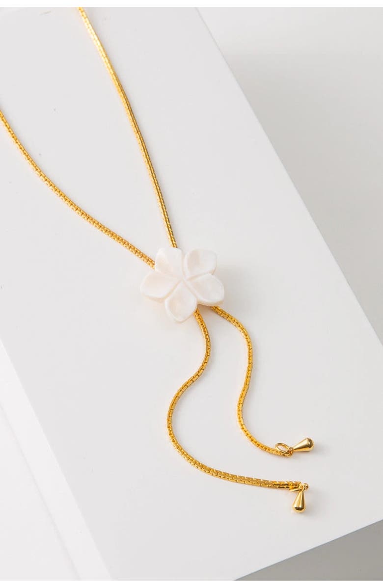 Noonday Collection Plumeria Lariat, Main, color, White