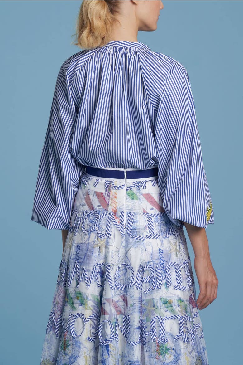 Striped Blouse With Patches, Alternate, color, Blue White