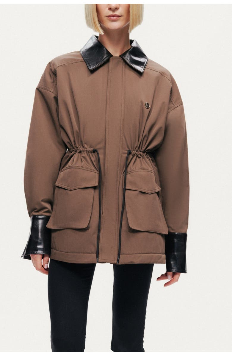 Nocturne Contrast Collar Utility Jacket, Main, color, Khaki