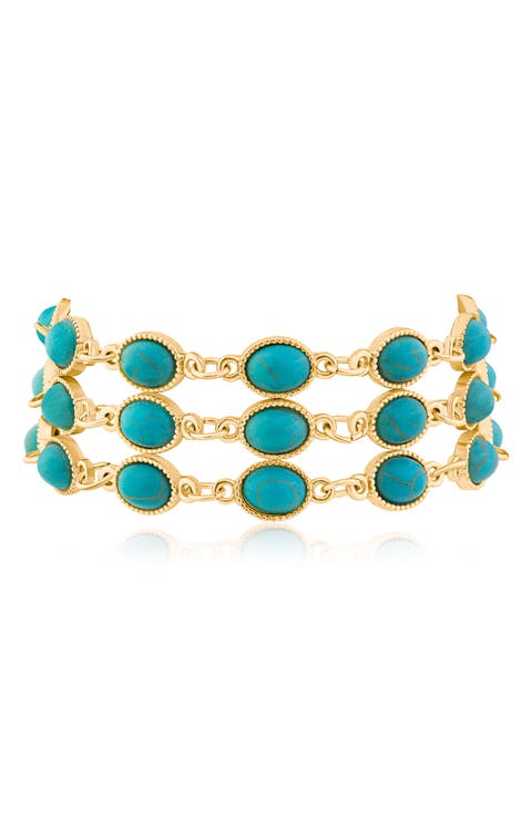 Cabachon Synthetic Turquoise Bracelet