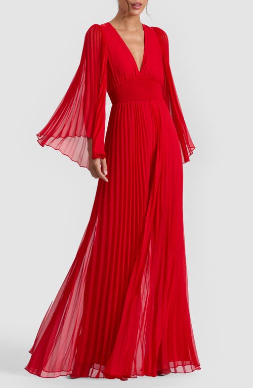 Alice And Olivia Alice + Olivia Bennet Smocked Pleated Wide Leg Jumpsuit In Red
