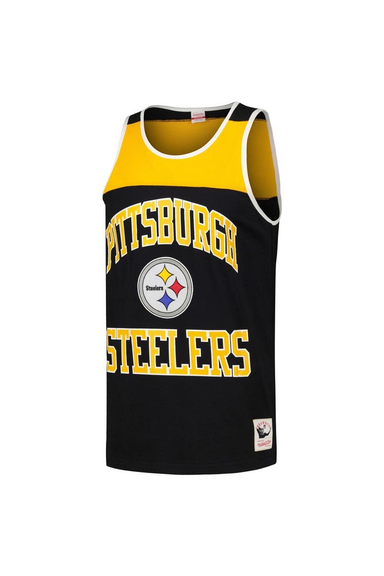 Men's Mitchell & Ness Black/Gold Pittsburgh Steelers  Heritage Colorblock Tank Top, Alternate, color, Black