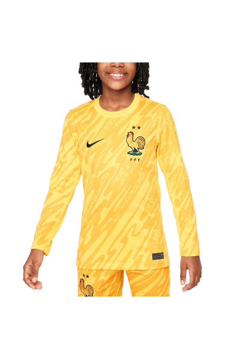 Nike Youth Nike  Yellow France National Team 2024 Goalkeeper Replica Stadium Long Sleeve Jersey, Alternate, color, Yellow