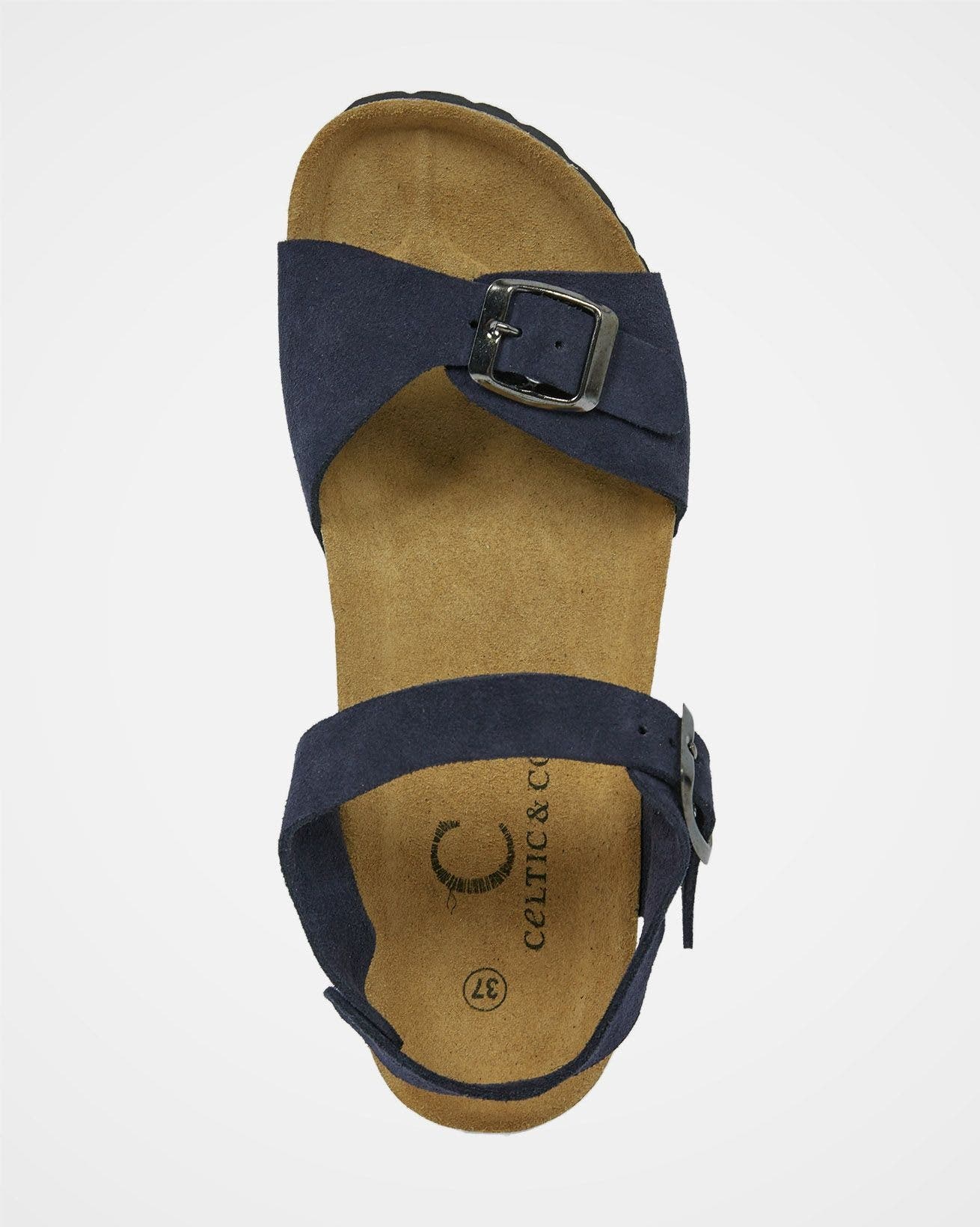 Celtic & Co. Low Wedge Dbl Buckle Sandal, Alternate, color, Dark Navy