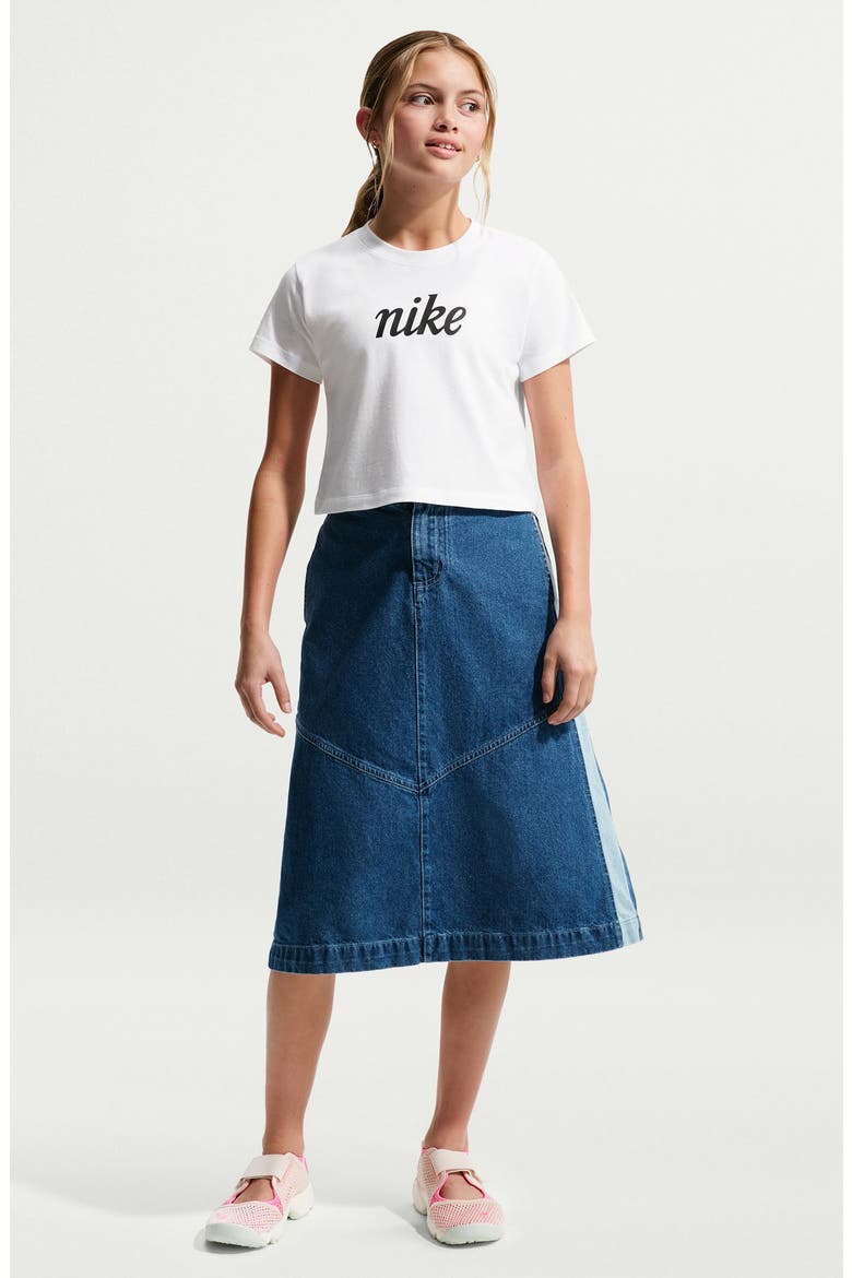 Kids' Sportswear Cotton Crop T-Shirt, Main, color, WHITE