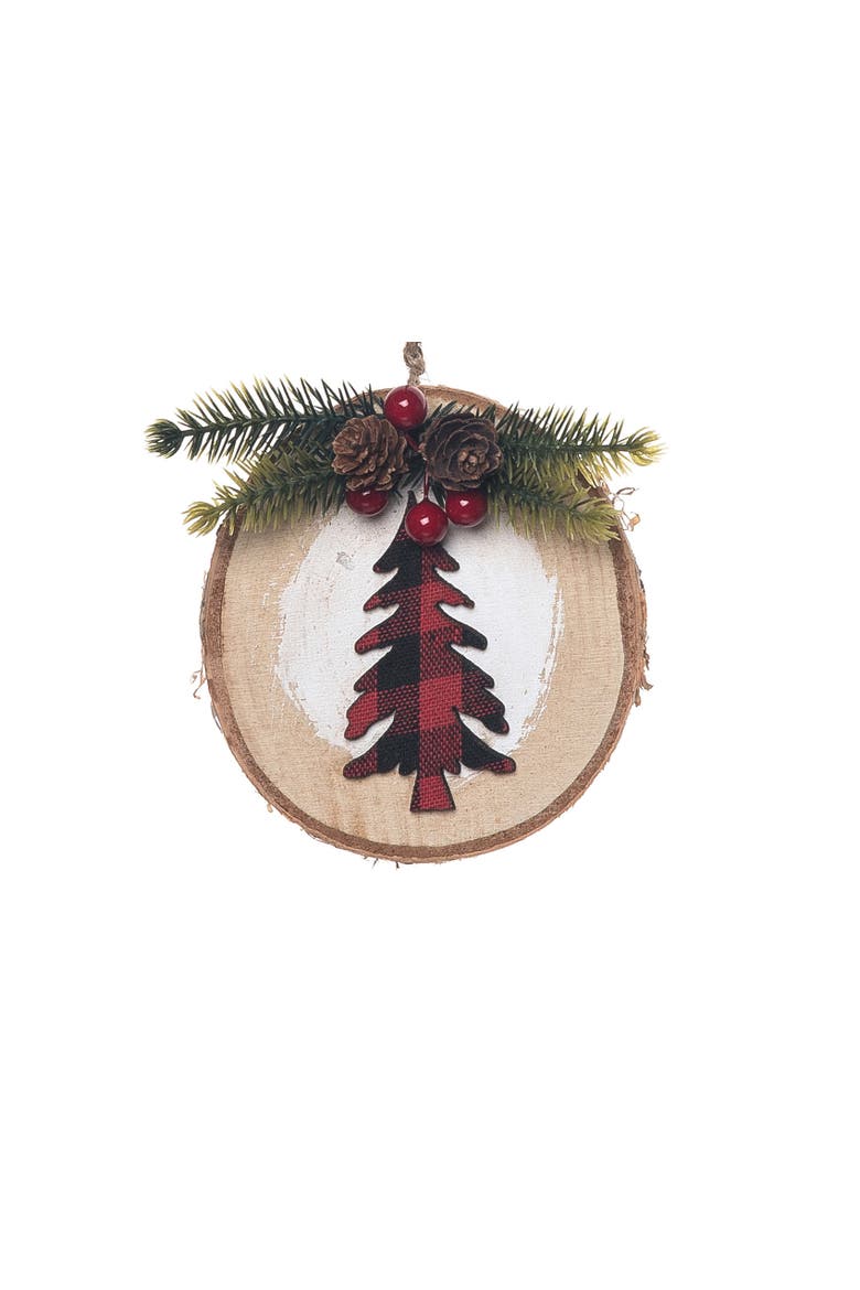Tree Buffalo Plaid Ornament, Alternate, color, Red