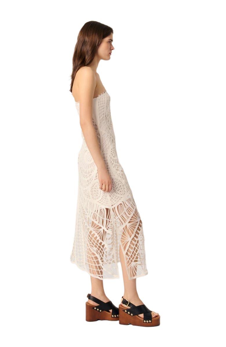 maje Asymmetrical crochet maxi dress, Alternate, color, 