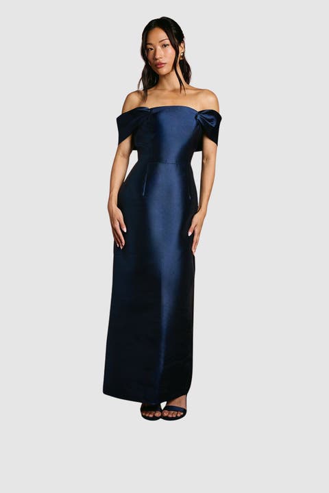 Honoured Twill Bardot Maxi Dress