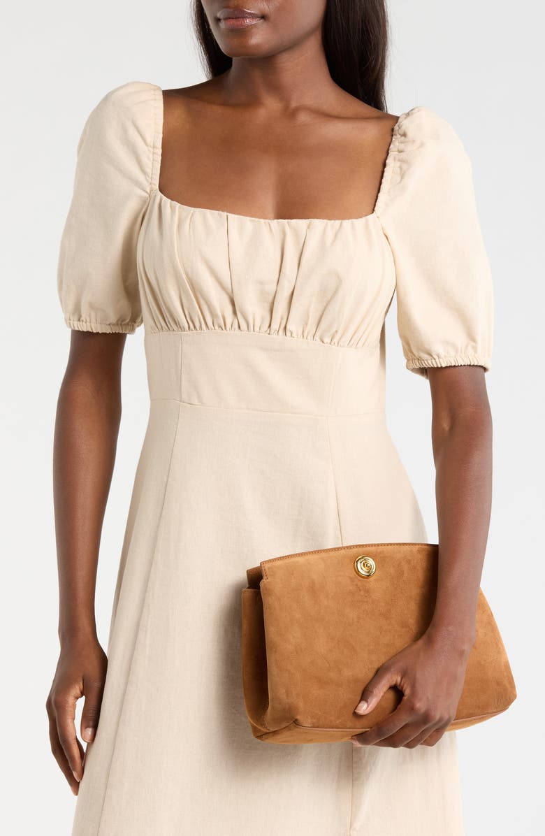 LIFFNER Large Pushlock Suede Clutch, Alternate, color,