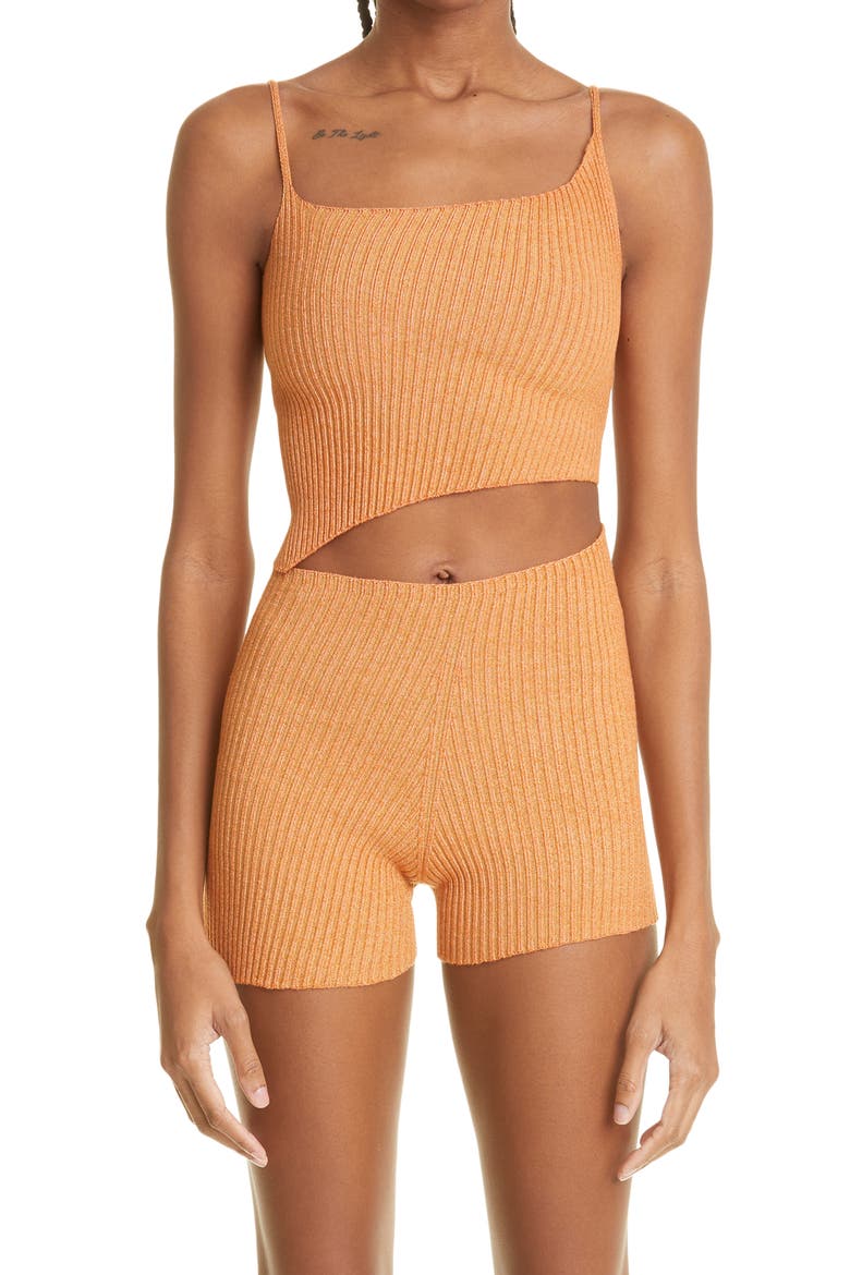 Parallel Rib Crop Sweater Tank, Main, color, TANGERINE/GINGER