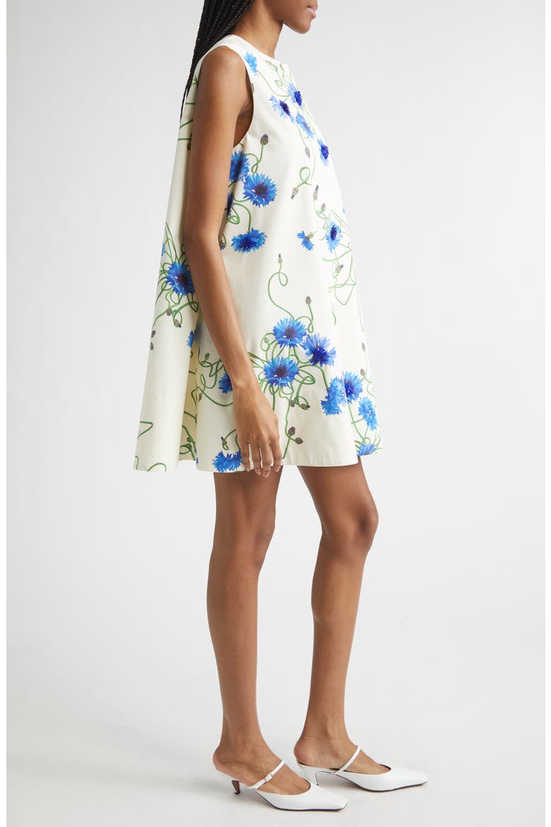 Cornflower Embroidered Cotton Trapeze Minidress, Alternate, color, CORNFLOWER