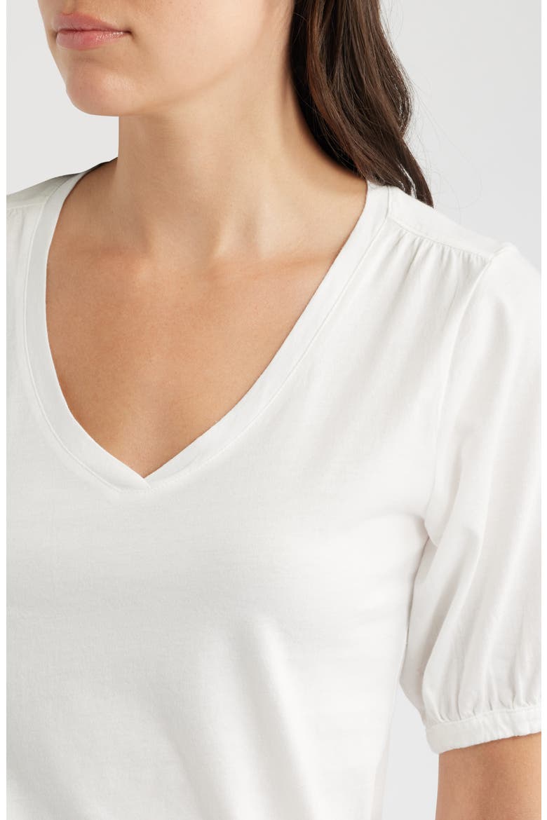 Puff Sleeve Cotton T-Shirt, Alternate, color, PAPER WHITE