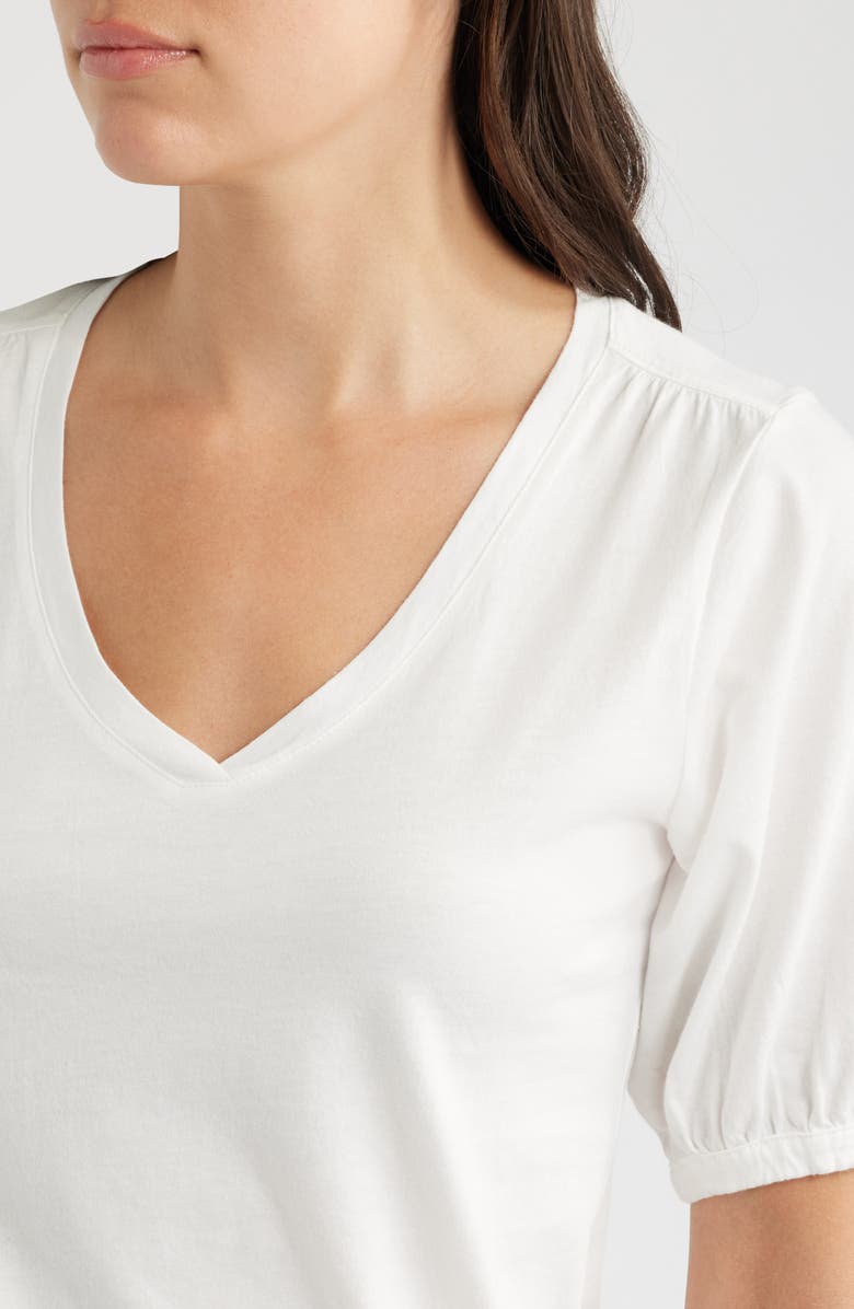 NZT by NIC+ZOE Puff Sleeve Cotton T-Shirt, Alternate, color, Paper White