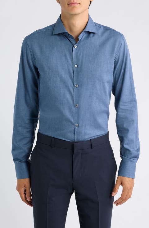 Regular Fit Herringbone Cotton Shirt
