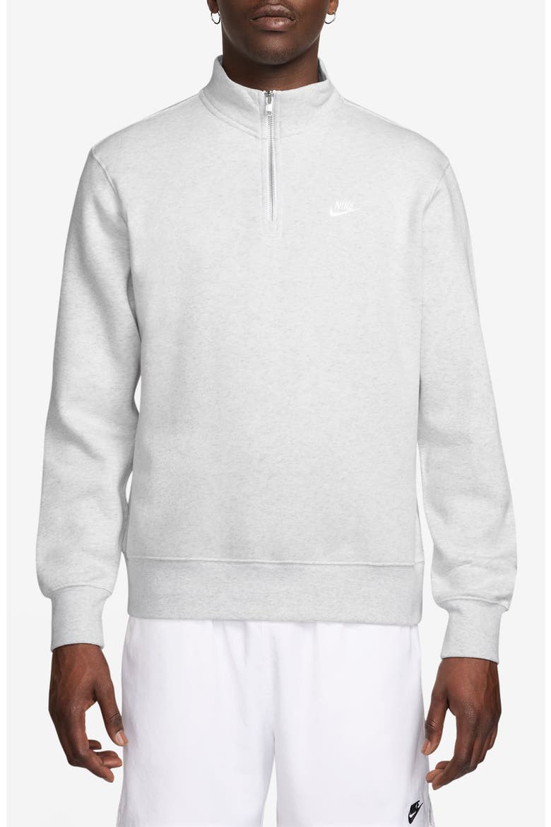 Club Half Zip Pullover, Main, color, BIRCH HEATHER/ WHITE