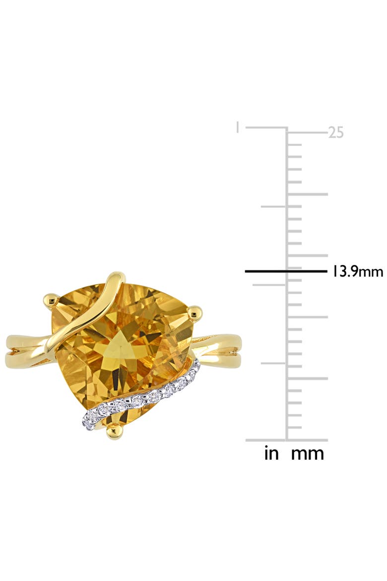 Gemstones & White Topaz Trilliant Ring, Alternate, color, Citrine/Yellow-Plated
