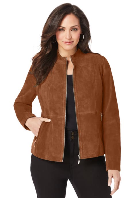 Suede Zip-Front Jacket (Plus Available)