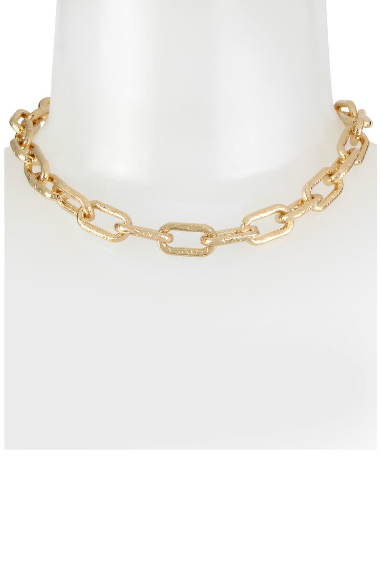 Textured Link Collar Necklace, Alternate, color, GOLD
