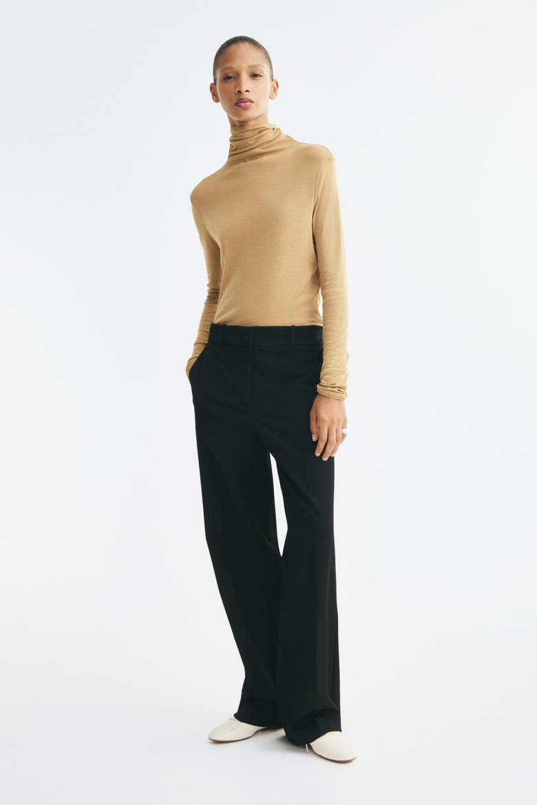 Straight-Leg Twill Pants, Alternate, color, Black
