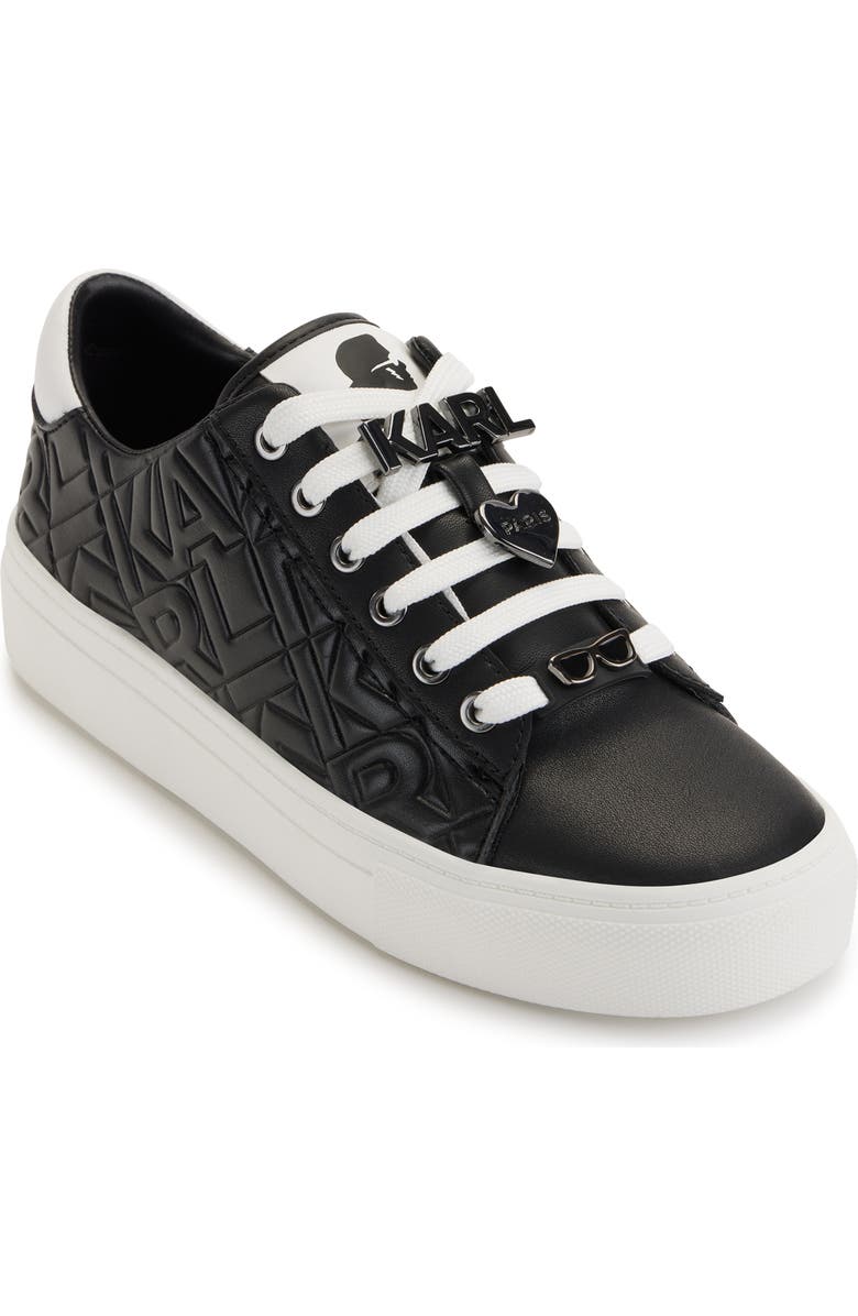 KARL LAGERFELD PARIS Cate Pin Logo Sneaker, Main, color, X1w - Bk/Brt Wht