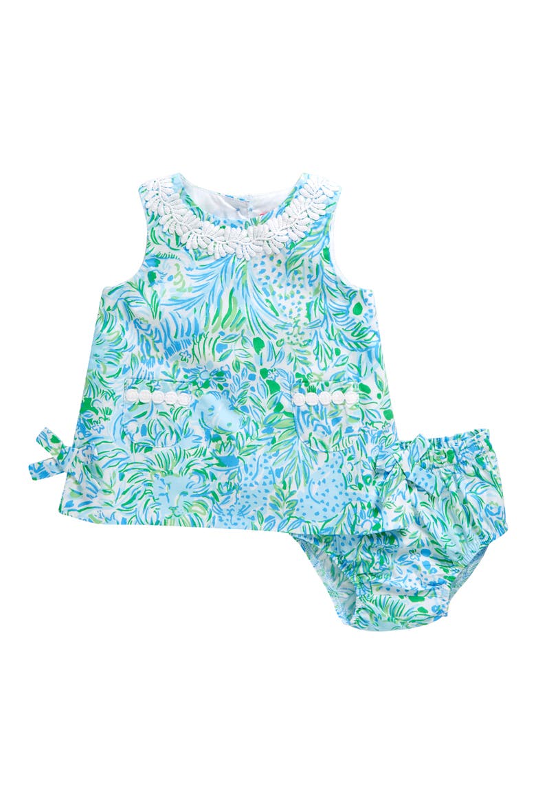 Lilly Floral Dress & Bloomers, Main, color, HYDRA BLUE DANDY LIONS