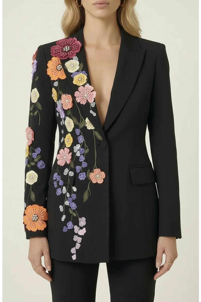 Floral Embroidered Blazer, Main, color, Black / Multi Floral