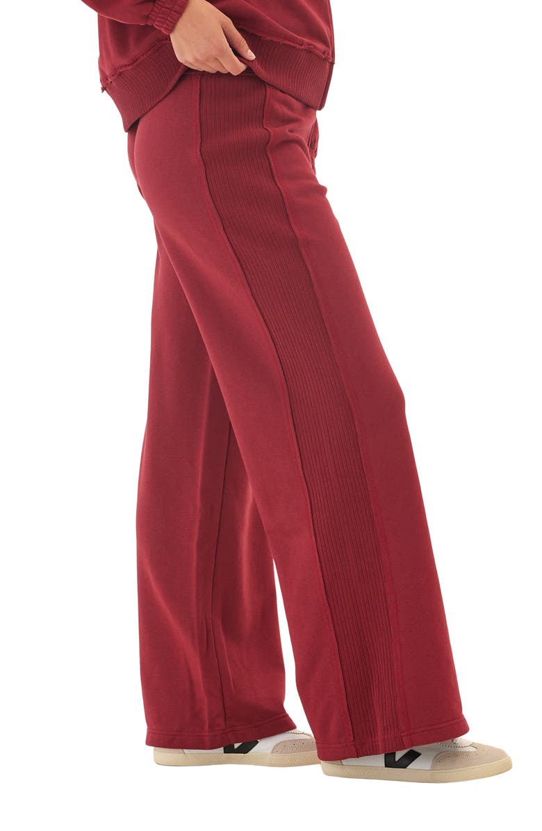 Threads 4 Thought Elexis Side Rib Cotton Blend Wide Leg Pants, Alternate, color, Cranberry