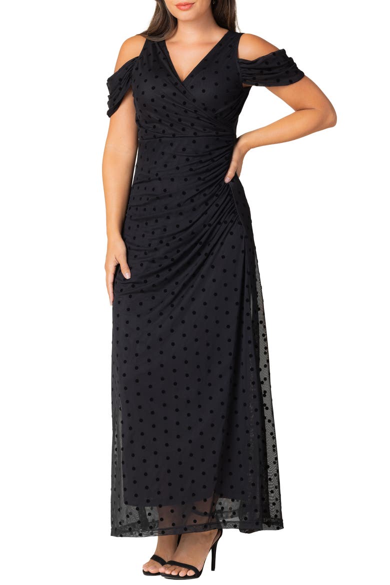 Women's Seraphina Mesh Gown, Alternate, color, Noir Dot