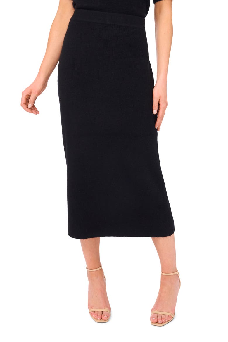 Rib Sweater Midi Skirt, Main, color, RICH BLACK