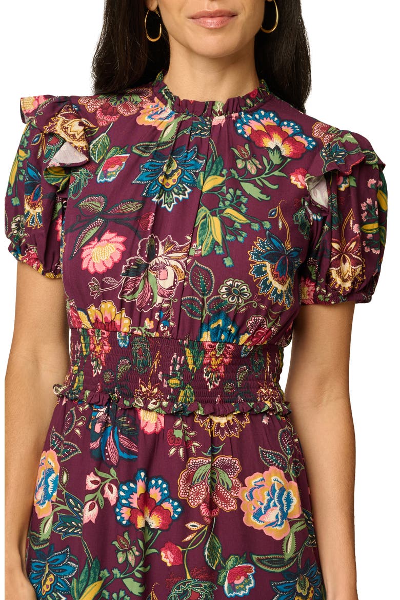 Print Midi Dress, Alternate, color, BURGUNDY MULTI
