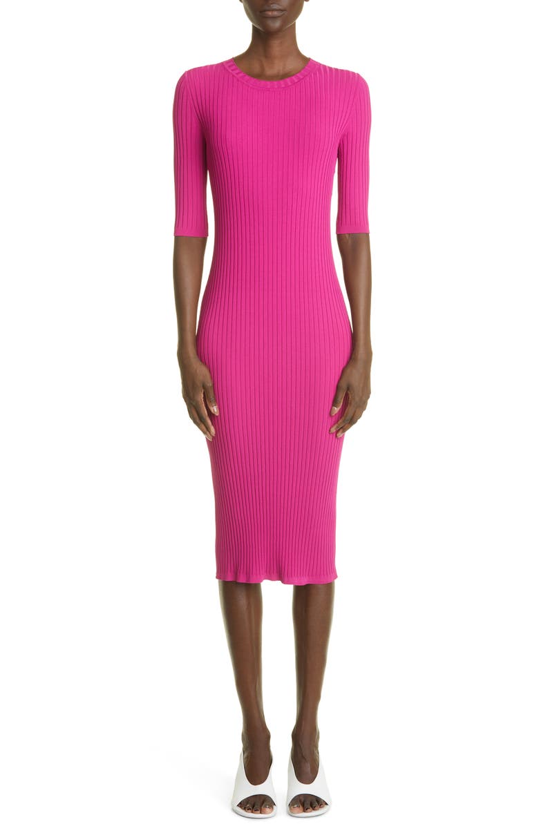 St. John Collection Ribbed Jersey Midi Sweater Dress, Main, color, 