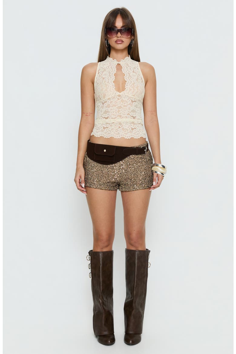 Caius Sequin Shorts, Alternate, color, BROWN