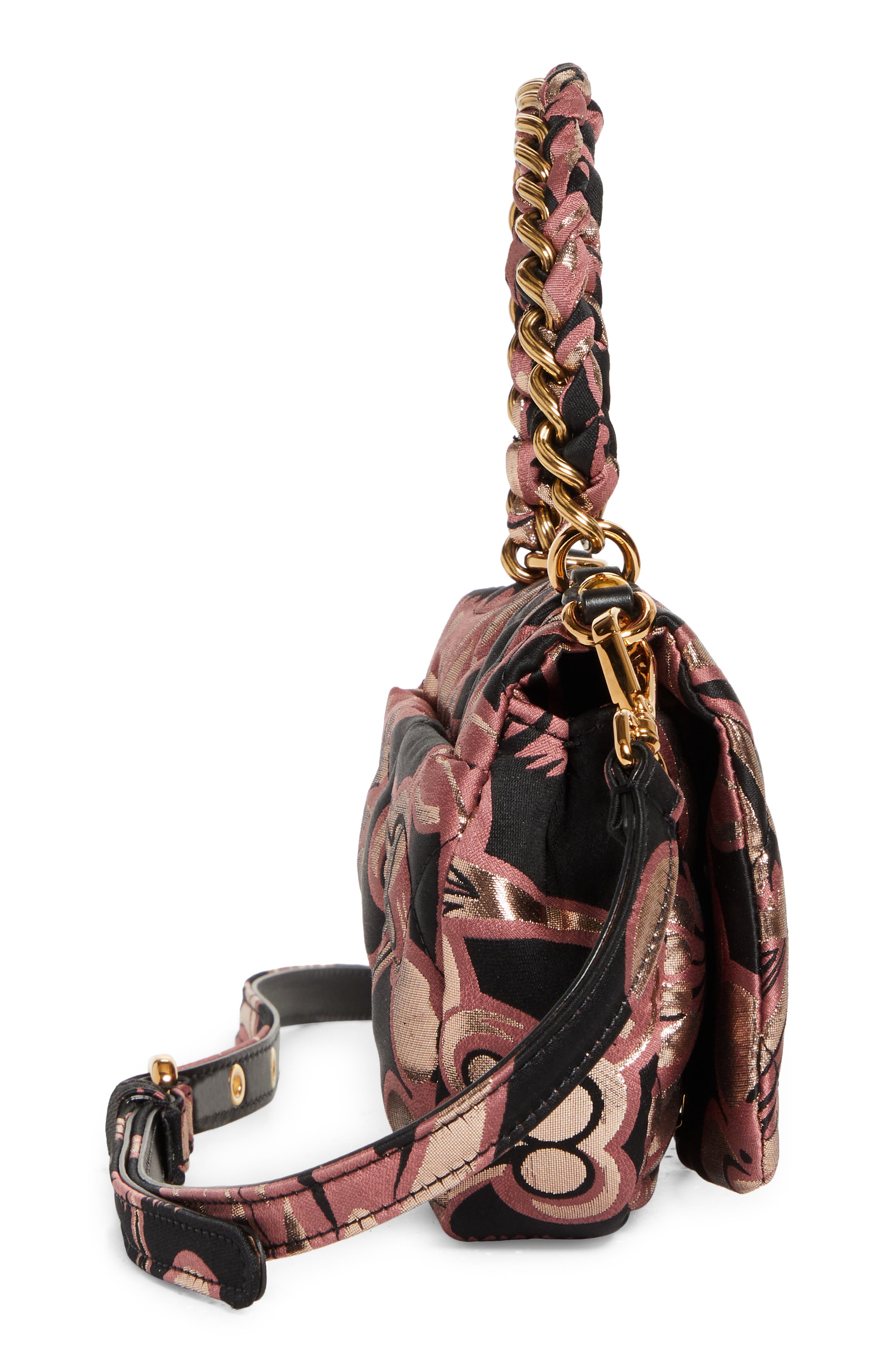 Mini Bond Metallic Floral Quilted Crossbody Bag, Alternate, color, PINK TONES
