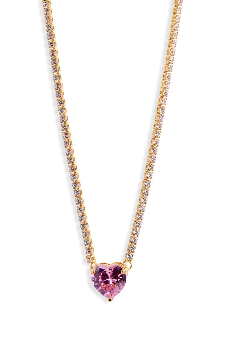 BONBONWHIMS Pink Heart Tennis Necklace, Main, color, 