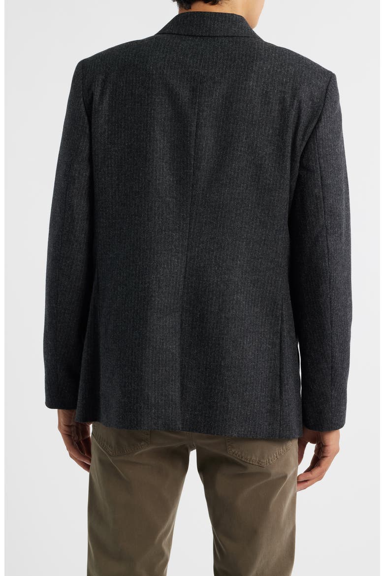 Pinstripe Double Breasted Wool Blend Blazer, Alternate, color, DARK GREY