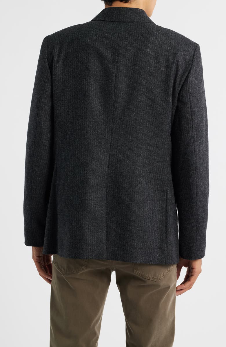 FRAME Pinstripe Double Breasted Wool Blend Blazer, Alternate, color, Dark Grey