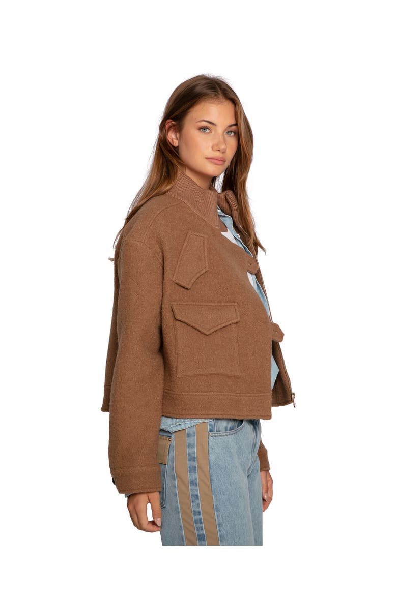 Crystal Skies Cropped Wool Rib Jacket, Alternate, color, Brown