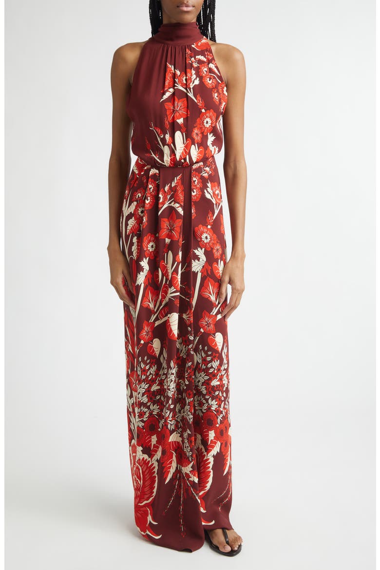 Sacred Currents Floral Print Maxi Dress, Main, color, WINE / RED