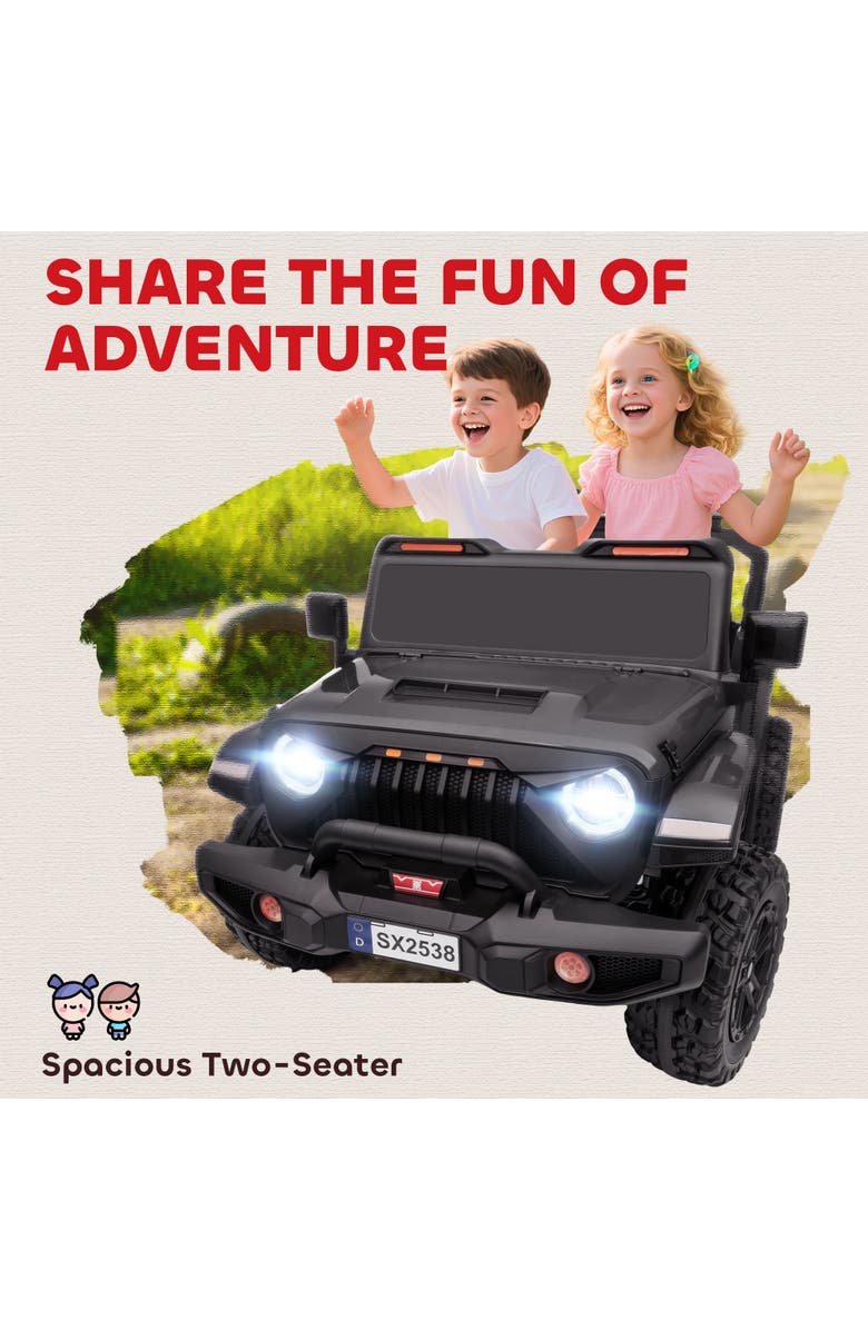 Qaba 2-Seater Kids Electric Truck, 4 Motors, 5 MPH, Remote, Suspension, Alternate, color, Black