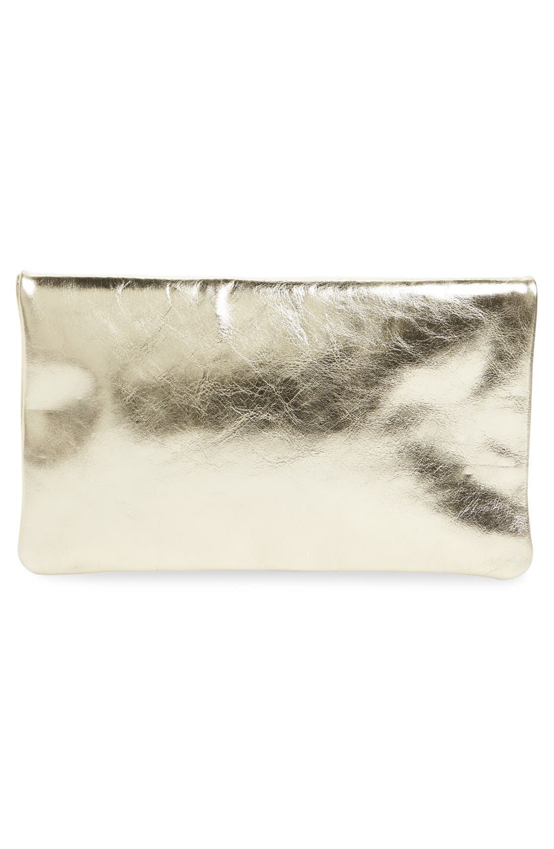 Clare V. 'Maison' Metallic Leather Foldover Clutch, Alternate, color, 