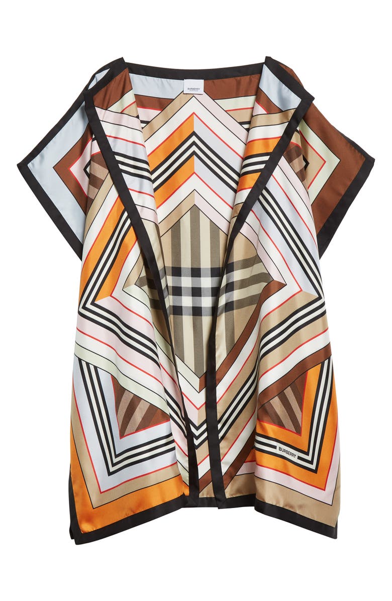 Burberry Claudia Montage Print Silk Twill Cape, Alternate, color, Multicolor
