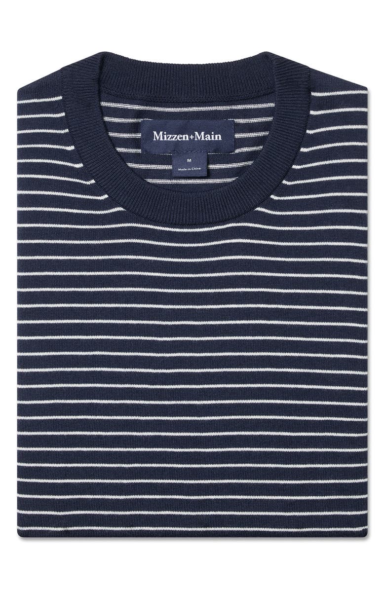 Mizzen+Main Ashe Stripe Crewneck Cotton Blend Sweater, Alternate, color, Navy Pearl White Stripe