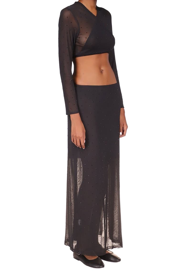 Rhinestone Mesh Skirt, Alternate, color, Black