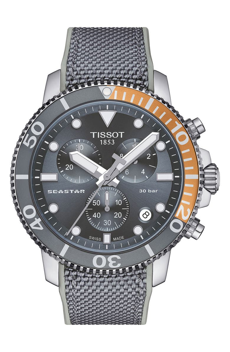 Tissot Seastar 1000 Chronograph Bracelet Watch, 45.5mm, Main, color, Cool Grey