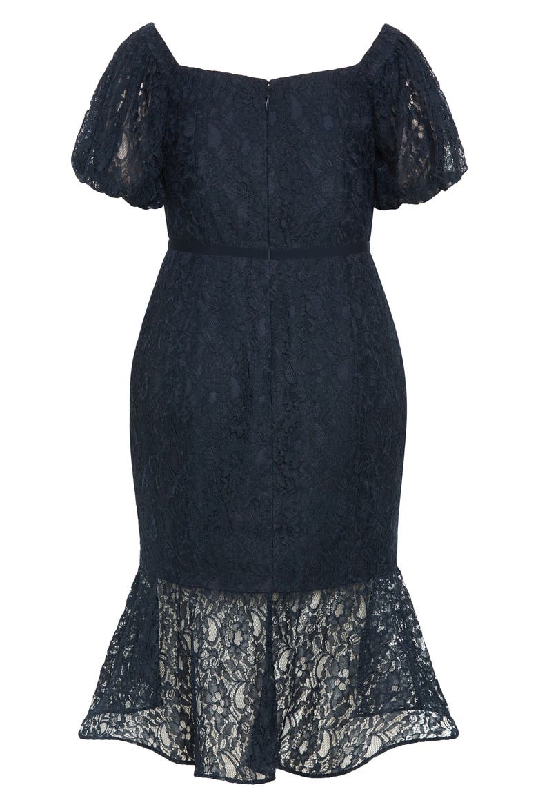 Lily Off the Shoulder Lace Dress, Alternate, color, NAVY