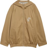 Marni Hooded Floral Embroidered Cotton Drill Bomber Jacket