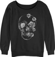 Lost Gods Junior's Lost Gods Distressed Skull Rose  Sweatshirt