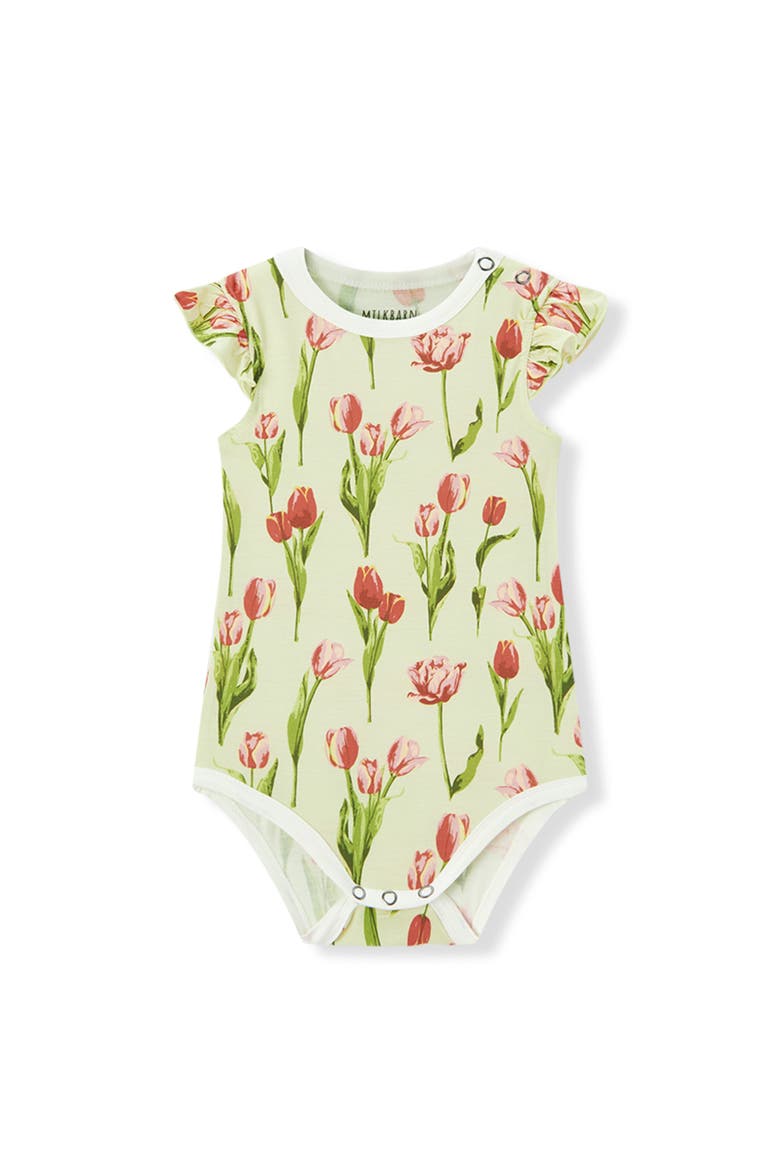Luxe Stretch Ruffle One Piece, Main, color, Tulip