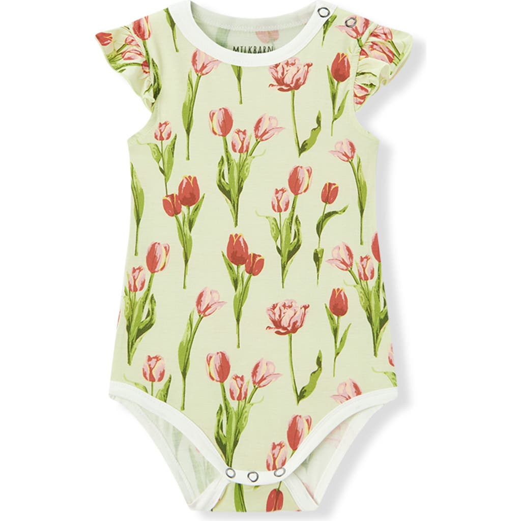 Milkbarn Luxe Stretch Ruffle One Piece In Pink