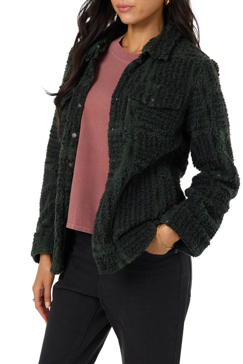Zuma High Pile Plaid Shirt Jacket, Alternate, color, HUNTER GREEN